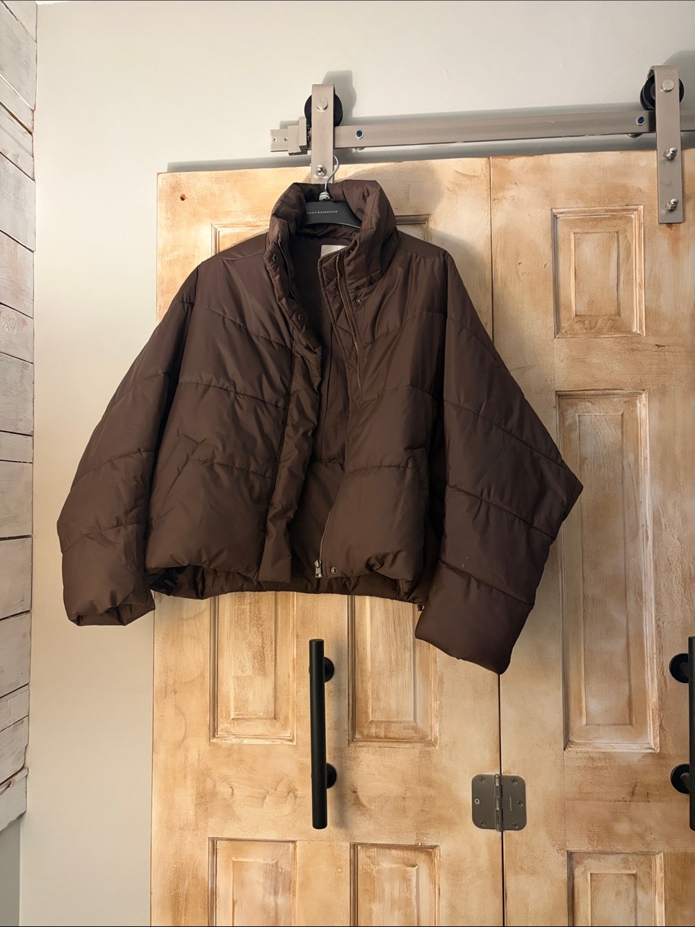 LOFT Chocolate Brown Cropped Puffer Jacket